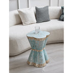 Sculptural Mother of Pearl Side Table with Handlaid Shell Mosaic