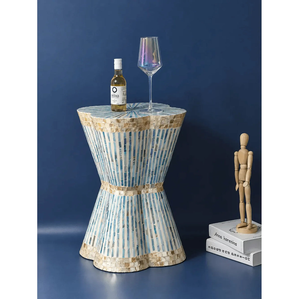 Sculptural Mother of Pearl Side Table with Handlaid Shell Mosaic Main Product Image