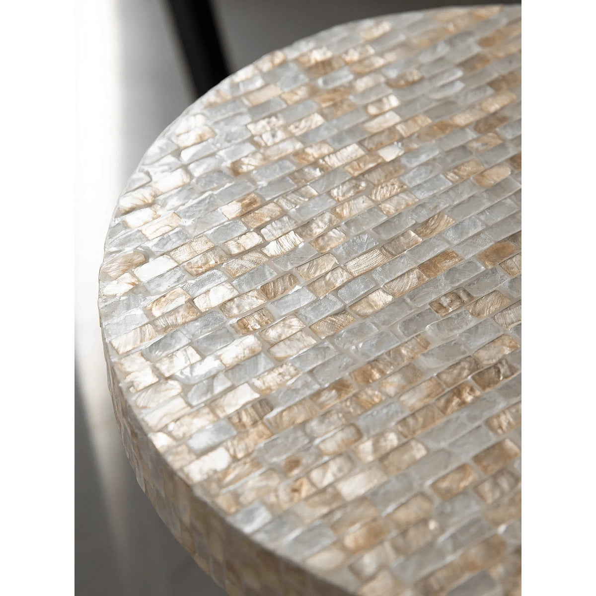 Sculptural Mother of Pearl Side Table With Open Storage Niche