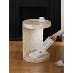 Sculptural Mother of Pearl Side Table With Open Storage Niche