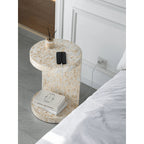Sculptural Mother of Pearl Side Table With Open Storage Niche