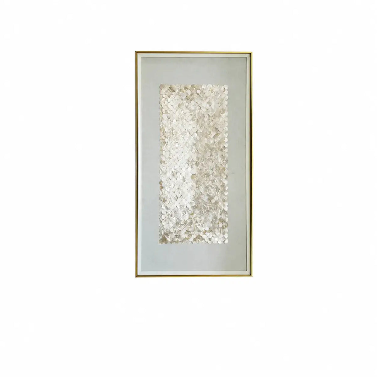 Sculptural Mother of Pearl Wall Art with Gold Frame for Entryway