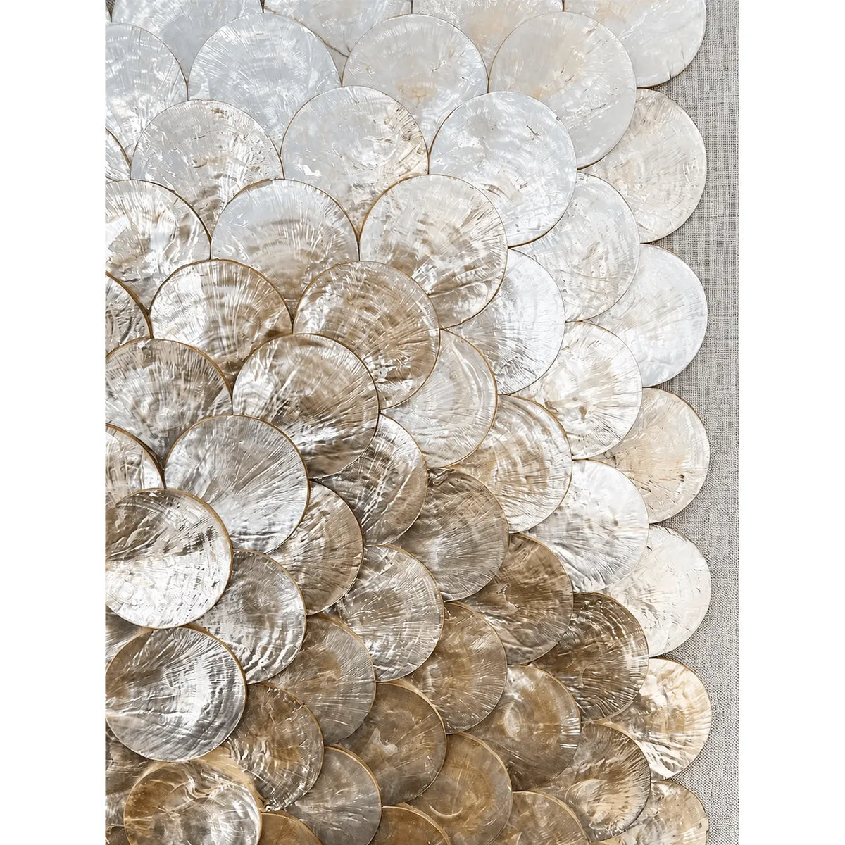 Sculptural Mother of Pearl Wall Art with Gold Frame for Entryway