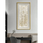 Sculptural Mother of Pearl Wall Art with Gold Frame for Entryway