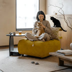 Sculptural Multifunctional Pet-Friendly Accent Chair with Arched Cat Nook