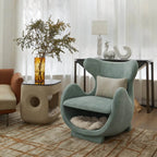 Sculptural Multifunctional Pet-Friendly Accent Chair With Cozy Built-In Pet Nook