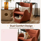 Sculptural Multifunctional Pet-Friendly Accent Chair With Cozy Built-In Pet Nook