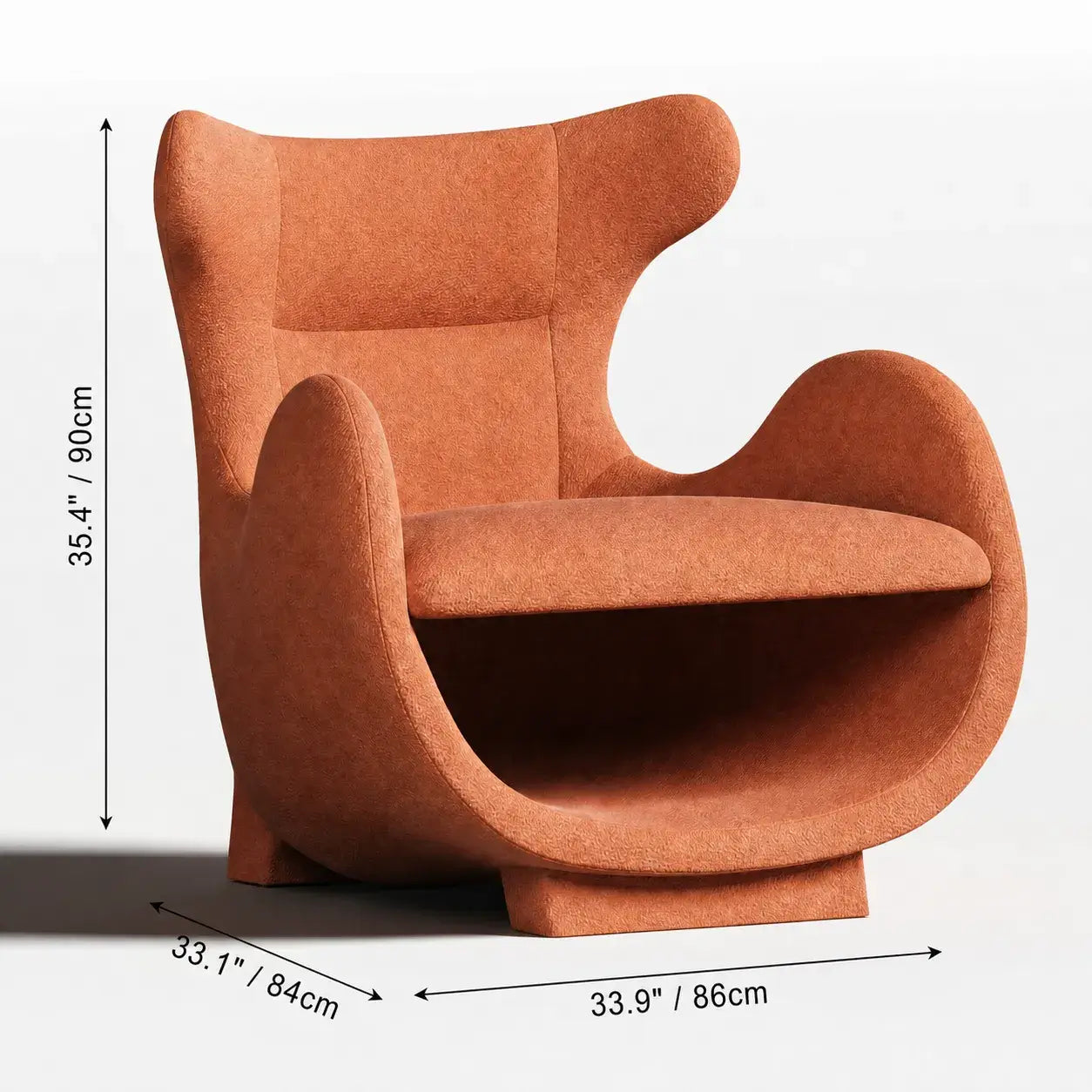 Sculptural Multifunctional Pet-Friendly Accent Chair With Cozy Built-In Pet Nook Dimensions