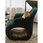 Sculptural Multifunctional Pet-Friendly Accent Chair with Cozy Cat Nook