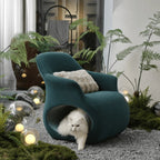 Sculptural Multifunctional Pet-Friendly Accent Chair with Cozy Cat Nook