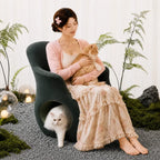 Sculptural Multifunctional Pet-Friendly Accent Chair with Cozy Cat Nook