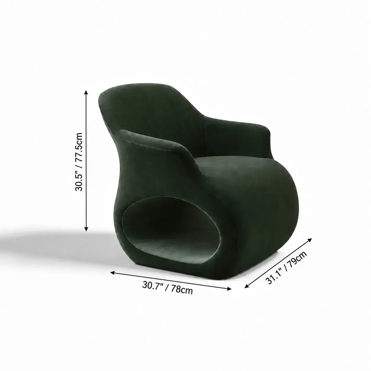 Sculptural Multifunctional Pet-Friendly Accent Chair with Cozy Cat Nook Dimensions