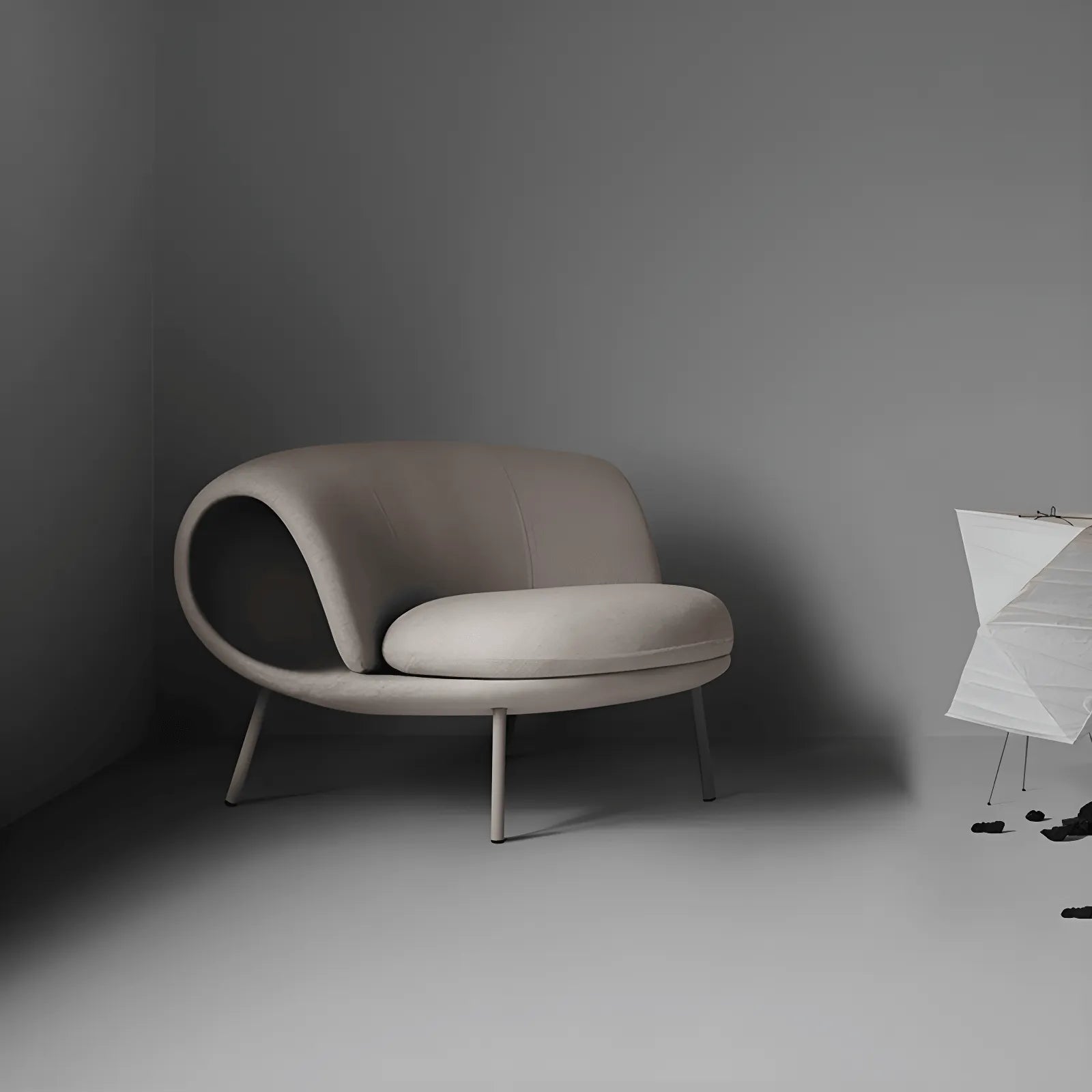 Sculptural Multifunctional Pet-Friendly Accent Chair with Curved Cocoon Form Main Product Image