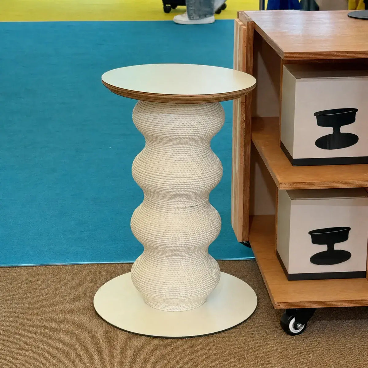 Sculptural Multifunctional Pet-Friendly Side Table With Cat Scratcher