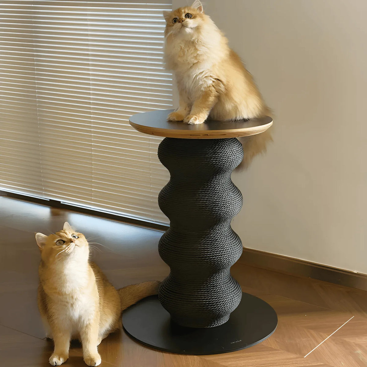 Sculptural Multifunctional Pet-Friendly Side Table With Cat Scratcher