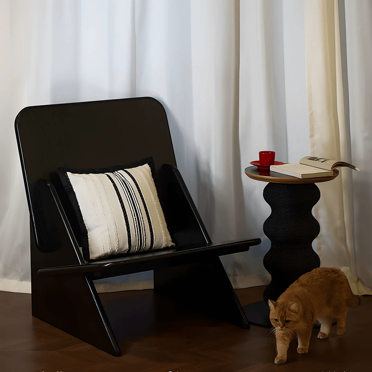 Sculptural Multifunctional Pet-Friendly Side Table With Cat Scratcher