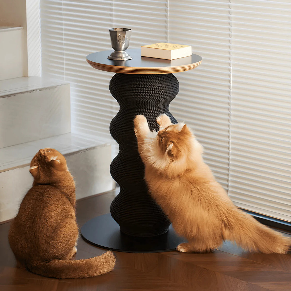 Sculptural Multifunctional Pet-Friendly Side Table With Cat Scratcher Main Product Image