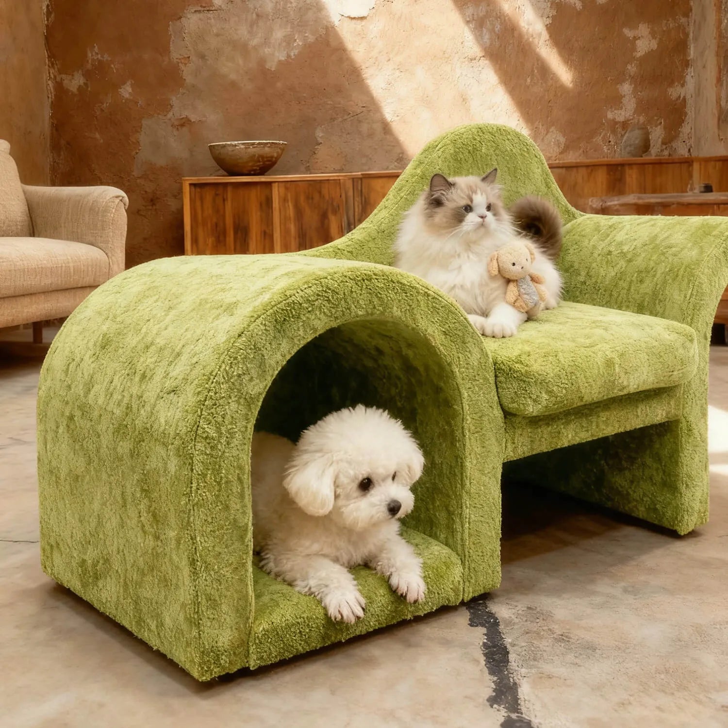 Sculptural Multifunctional Pet-Friendly Sofa with Arched Nook and Plush Comfort Main Product Image Main image