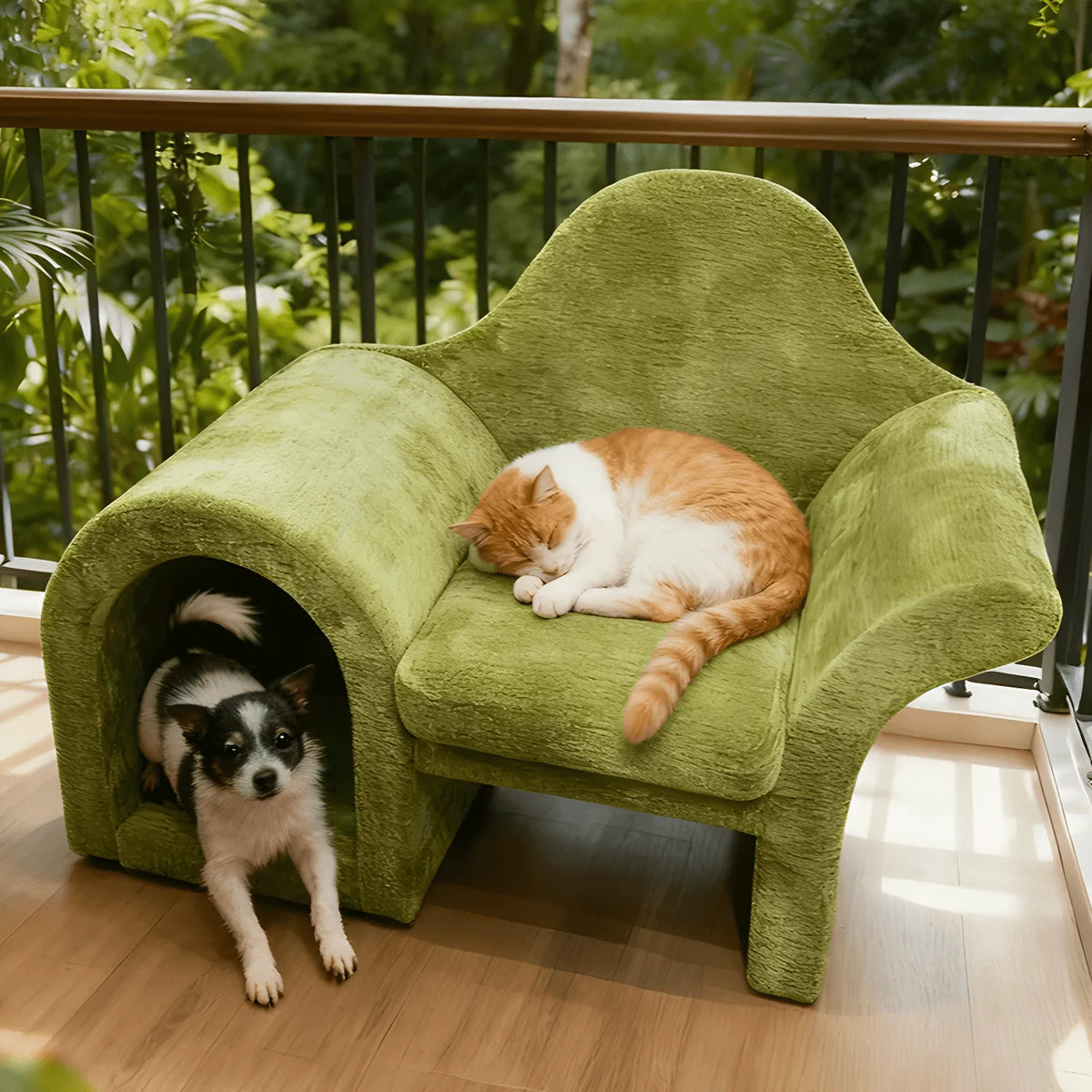 Sculptural Multifunctional Pet-Friendly Sofa with Arched Nook and Plush Comfort