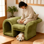Sculptural Multifunctional Pet-Friendly Sofa with Arched Nook and Plush Comfort