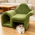 Sculptural Multifunctional Pet-Friendly Sofa with Arched Nook and Plush Comfort