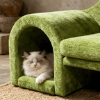 Sculptural Multifunctional Pet-Friendly Sofa with Arched Nook and Plush Comfort