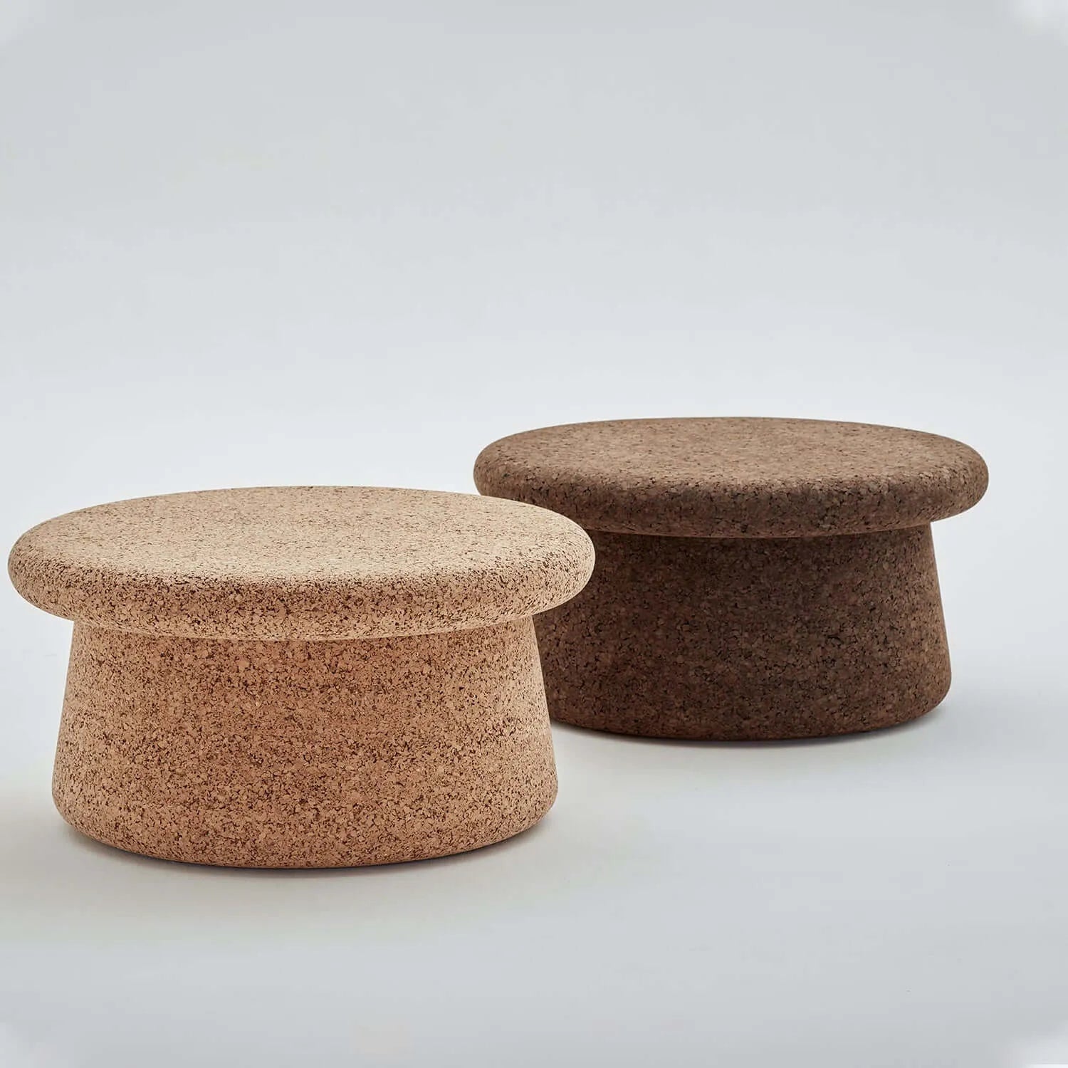 Sculptural Natural Cork Stool and Cork Side Table Series for Wabi-Sabi Interiors