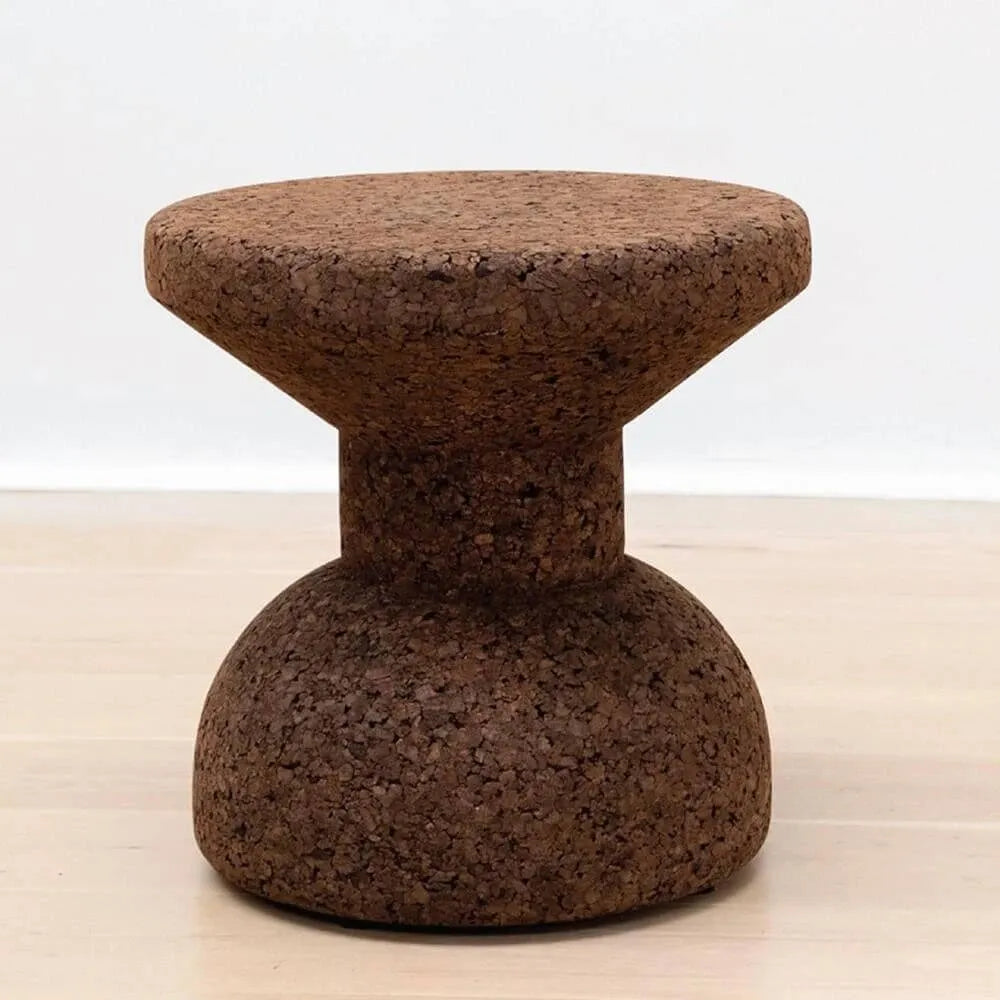 Sculptural Natural Cork Stool and Cork Side Table Series for Wabi-Sabi Interiors