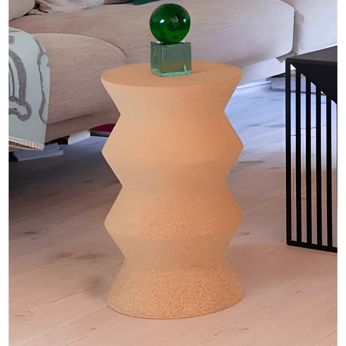 Sculptural Natural Cork Stool and Cork Side Table Series for Wabi-Sabi Interiors