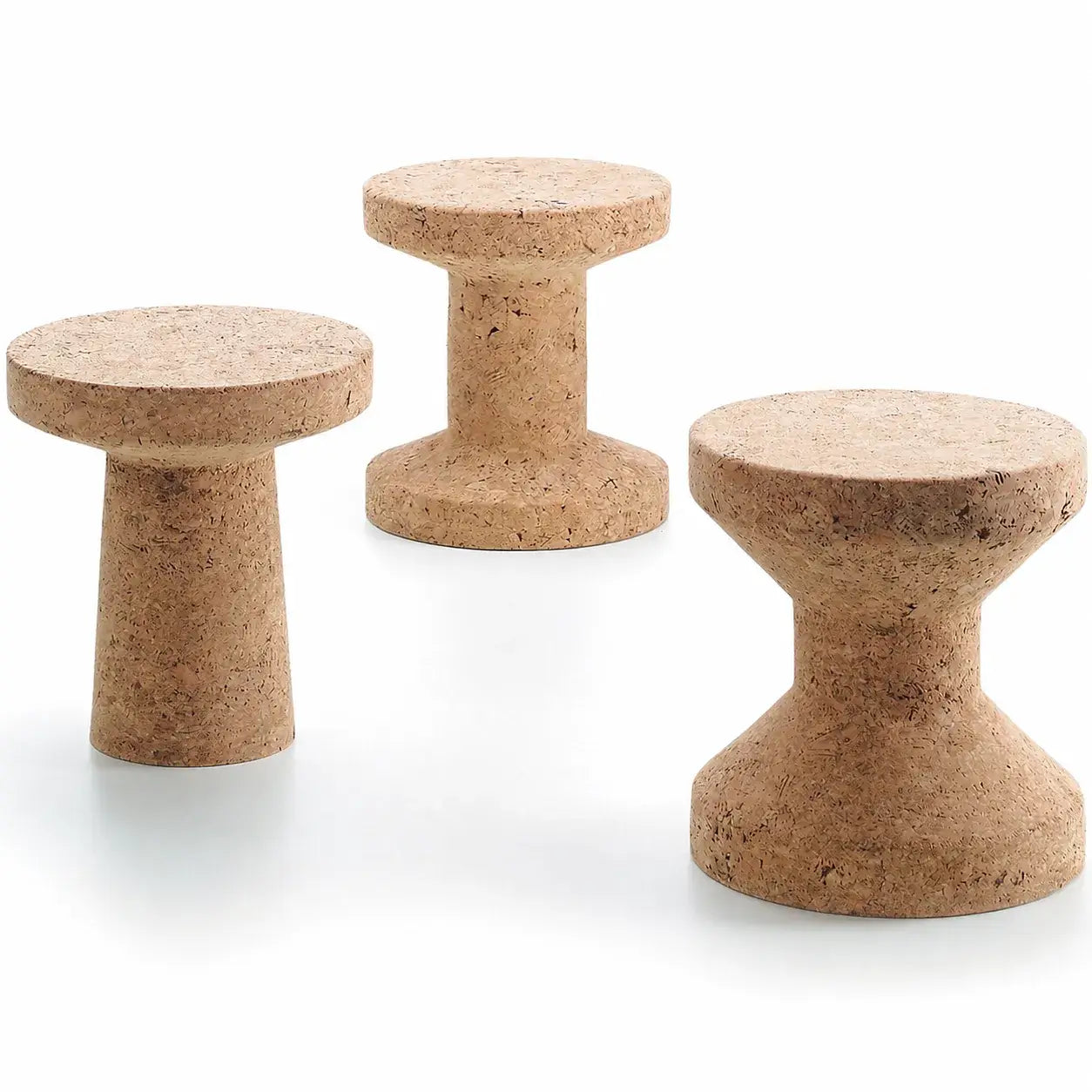 Sculptural Natural Cork Stool and Cork Side Table Series for Wabi-Sabi Interiors