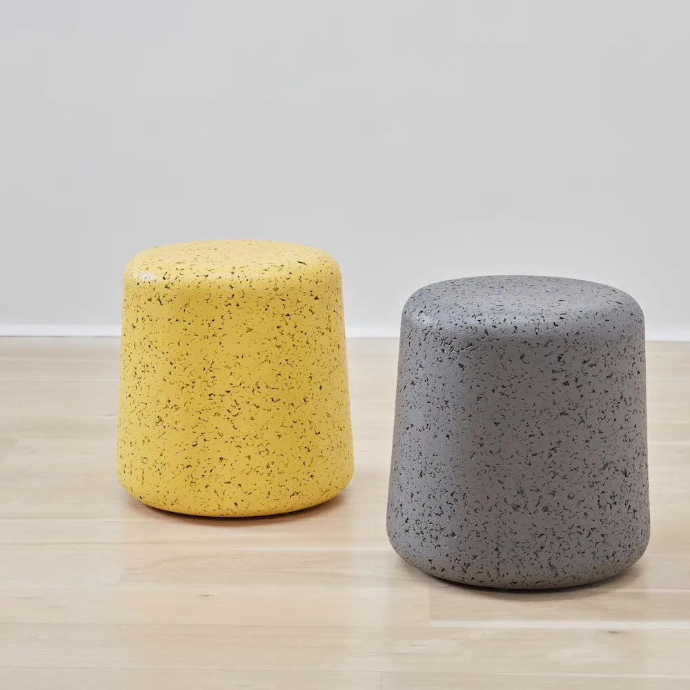 Sculptural Natural Cork Stool and Cork Side Table Series for Wabi-Sabi Interiors
