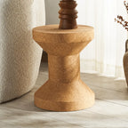 Sculptural Natural Cork Stool and Cork Side Table Series for Wabi-Sabi Interiors