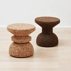 Sculptural Natural Cork Stool and Cork Side Table Series for Wabi-Sabi Interiors