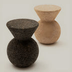Sculptural Natural Cork Stool and Cork Side Table Series for Wabi-Sabi Interiors