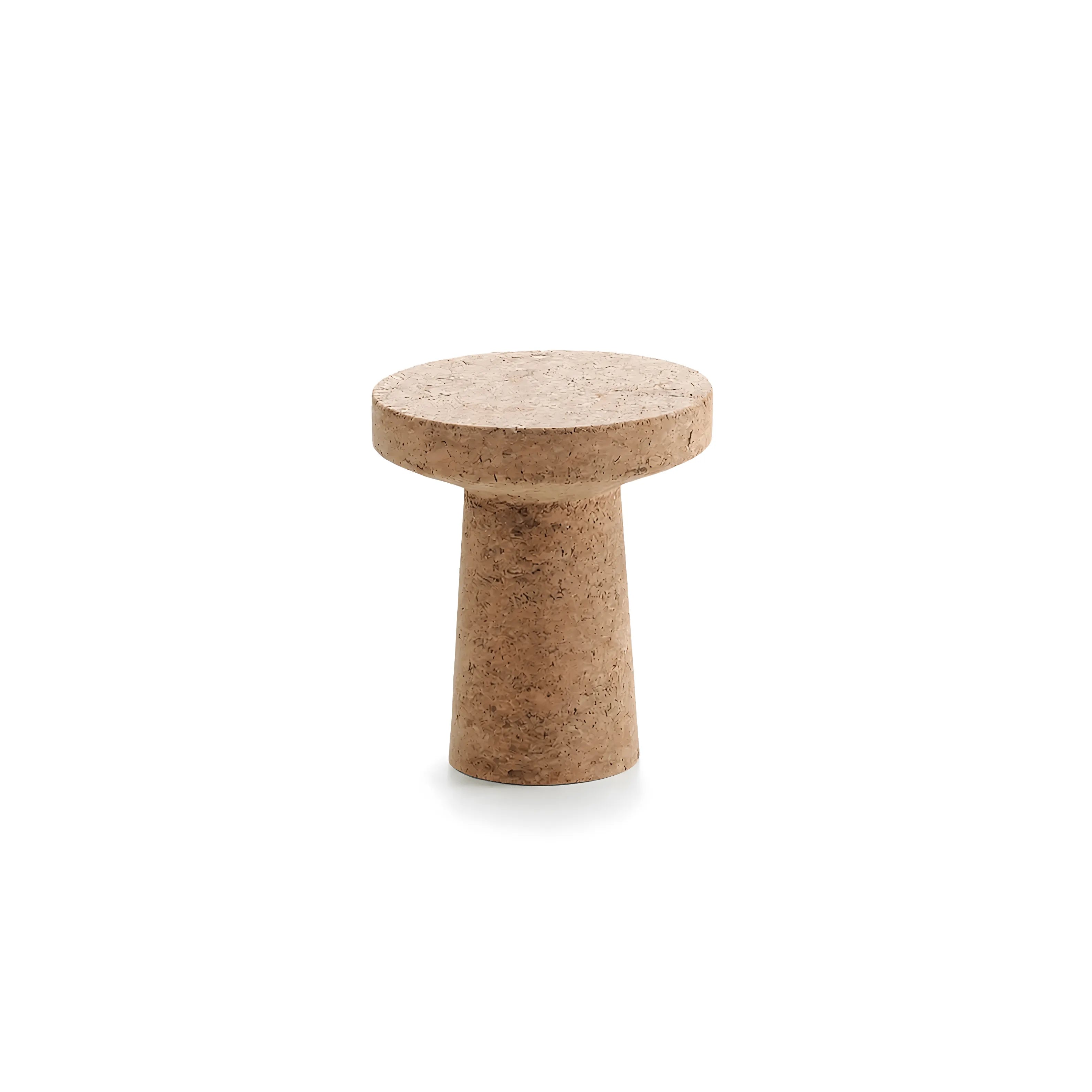 Sculptural Natural Cork Stool and Cork Side Table Series for Wabi-Sabi Interiors