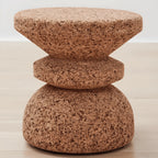 Sculptural Natural Cork Stool and Cork Side Table Series for Wabi-Sabi Interiors