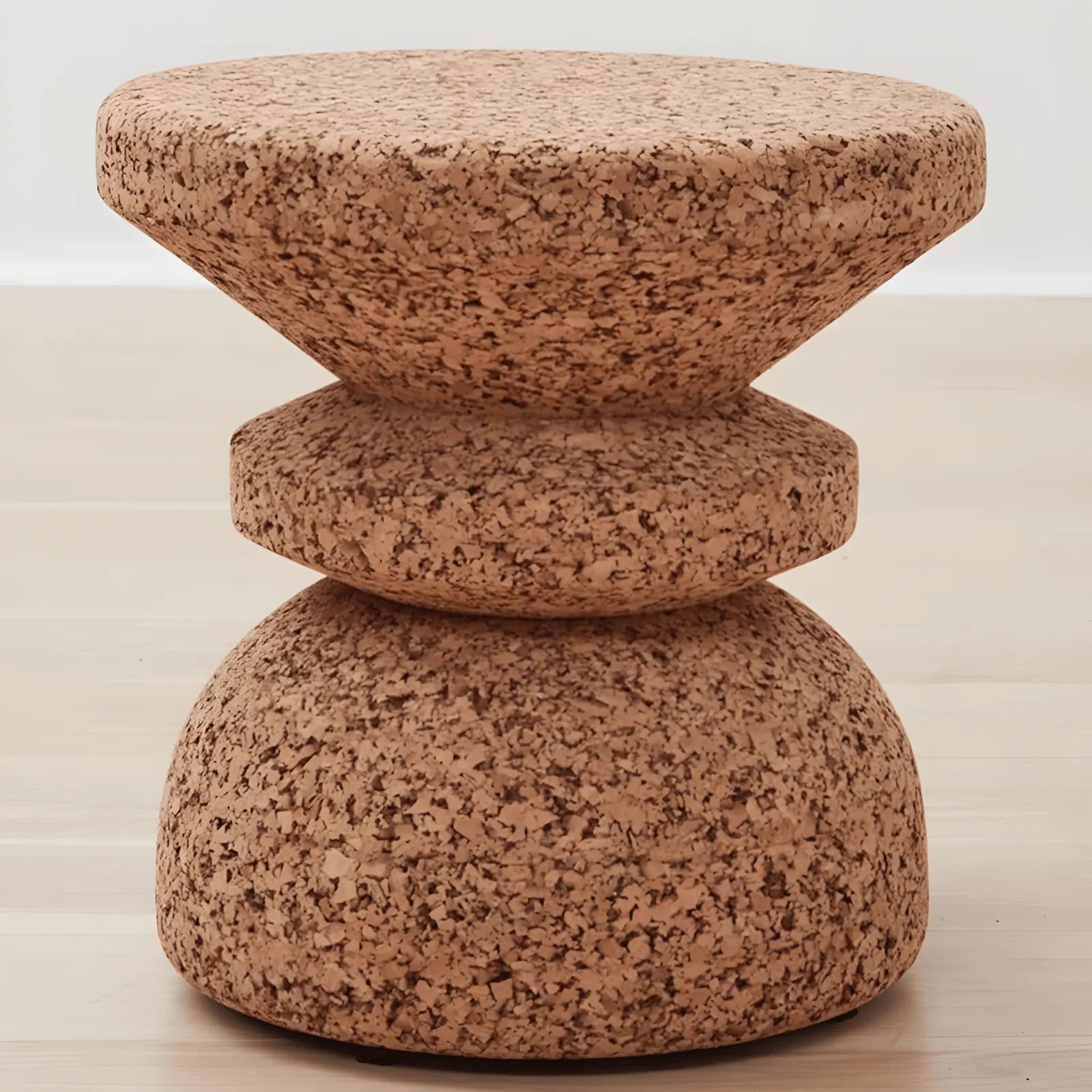 Sculptural Natural Cork Stool and Cork Side Table Series for Wabi-Sabi Interiors