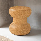 Sculptural Natural Cork Stool and Cork Side Table Series for Wabi-Sabi Interiors