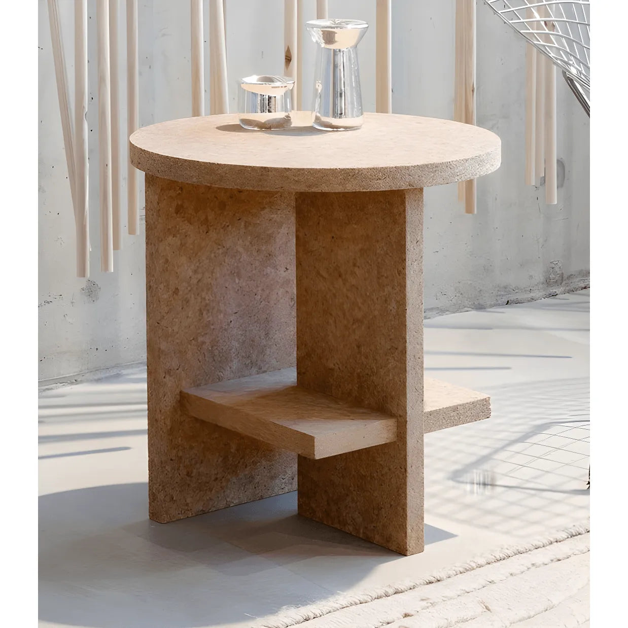 Sculptural Natural Cork Stool and Cork Side Table Series for Wabi-Sabi Interiors