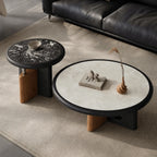 Sculptural Nested Coffee Table Set with Sintered Stone and Geometric Base