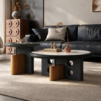 Sculptural Nested Coffee Table Set with Sintered Stone and Geometric Base Main Product Image