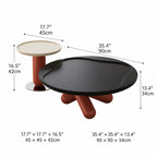 Sculptural Nesting Coffee Table Set in Piano Lacquer, Tiered Artful Form Dimensions