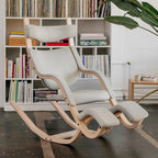 Sculptural Nordic Gravity Balance Recliner with Bent Wood Frame
