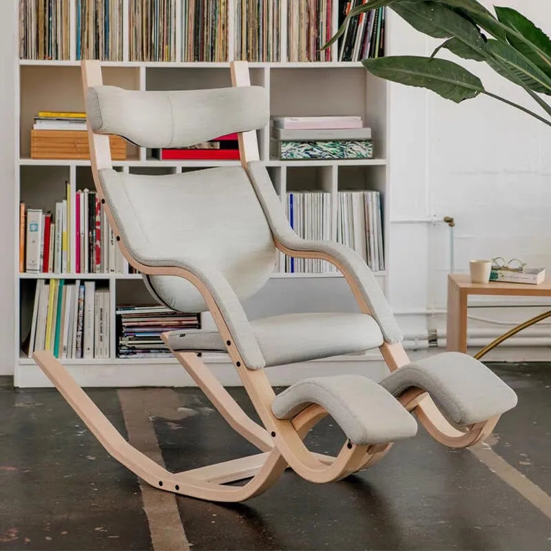 Sculptural Nordic Gravity Balance Recliner with Bent Wood Frame