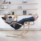 Sculptural Nordic Gravity Balance Recliner with Bent Wood Frame