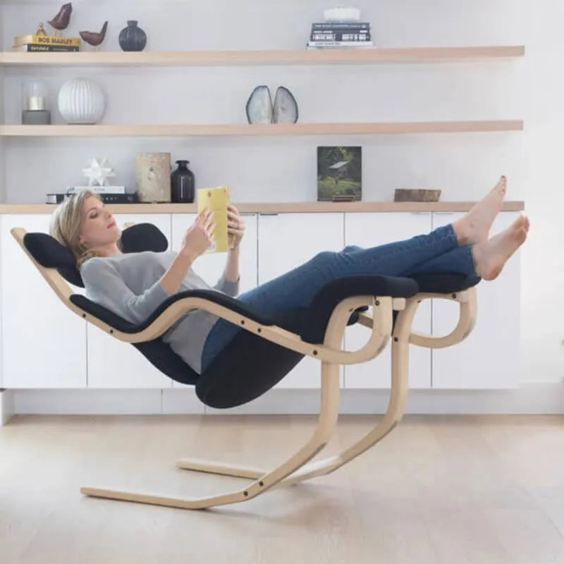 Sculptural Nordic Gravity Balance Recliner with Bent Wood Frame