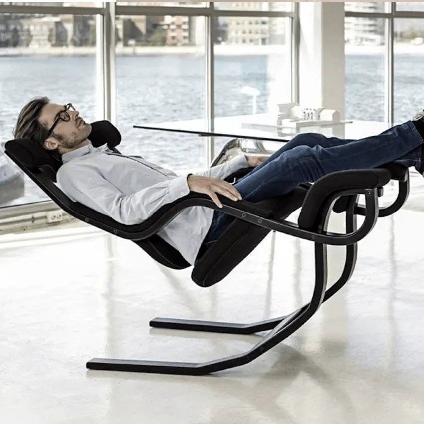 Sculptural Nordic Gravity Balance Recliner with Bent Wood Frame