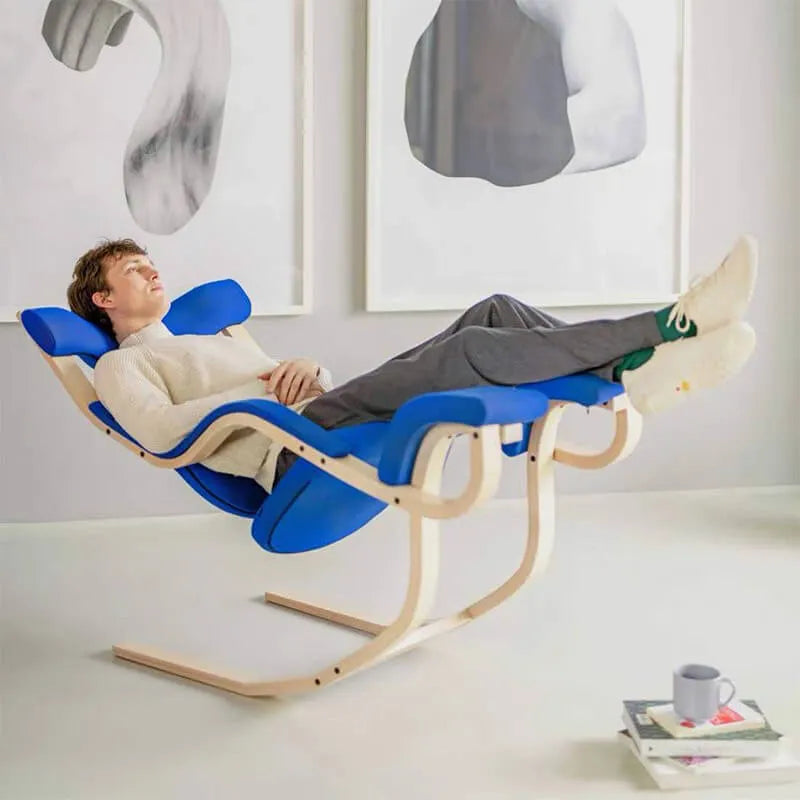 Sculptural Nordic Gravity Balance Recliner with Bent Wood Frame