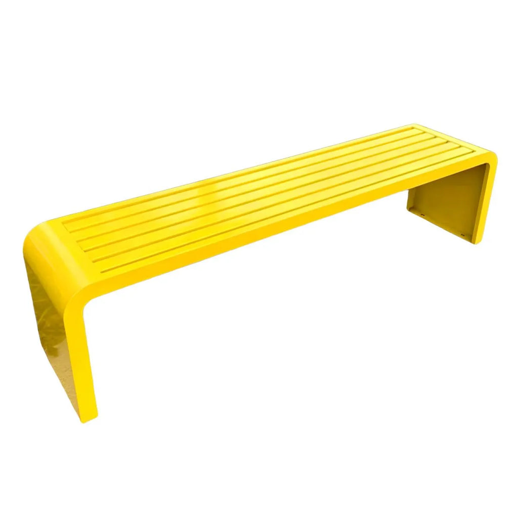Sculptural Nordic Metal Bench with High-Gloss Color Finish