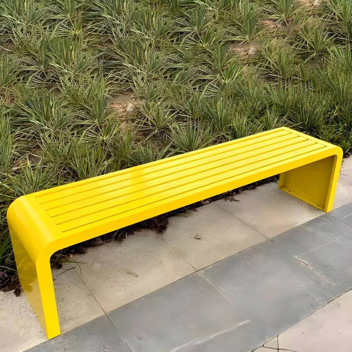 Sculptural Nordic Metal Bench with High-Gloss Color Finish Secondary image